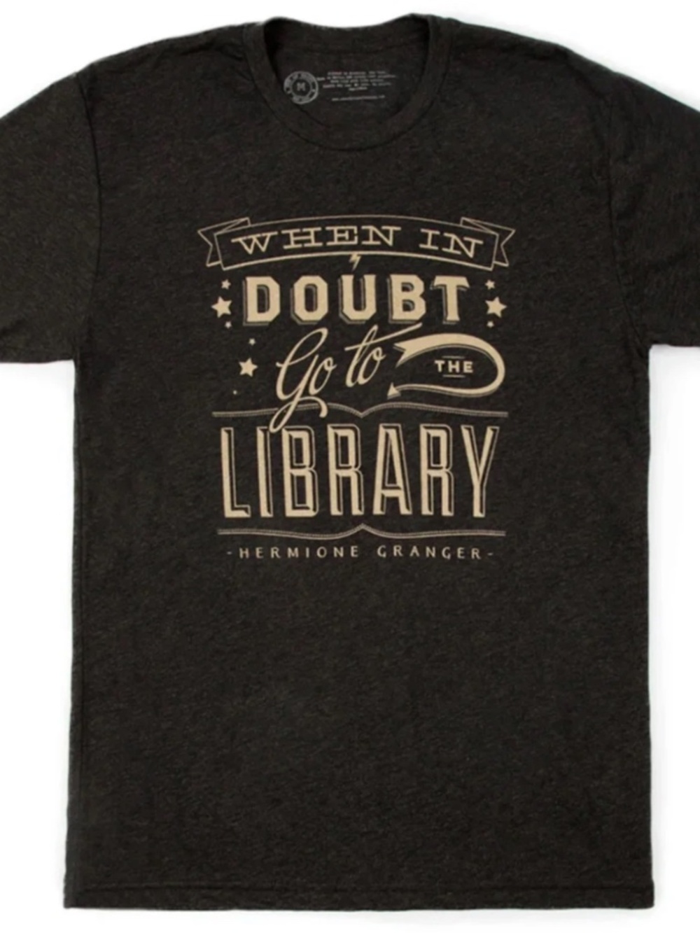 When in Doubt Go to the Library Graphic T-Shirt - Charcoal